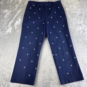 Lauren Active Ralph Lauren Chino Pants Women's 12 Navy White Embroidery (1195)